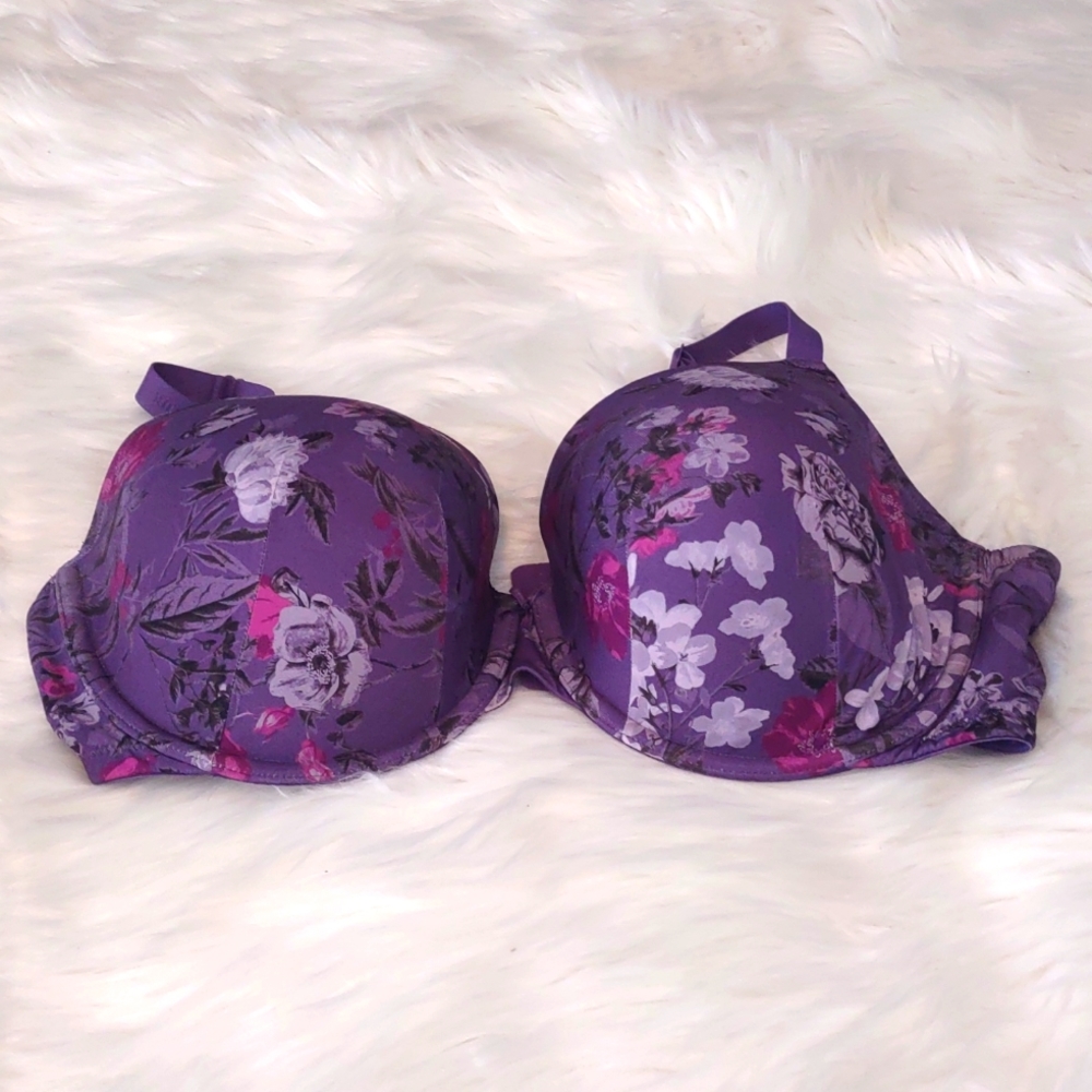 Cacique Purple Floral Padded Underwire Bra